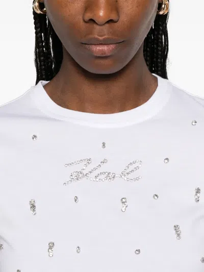 Karl Lagerfeld Round Neck Short Sleeve T-shirt In White