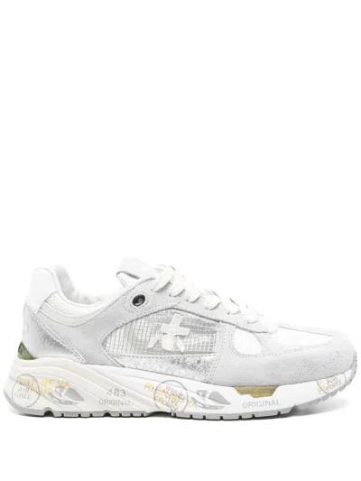 Premiata Low Top Sneakers In Fabric And Leather In Grey