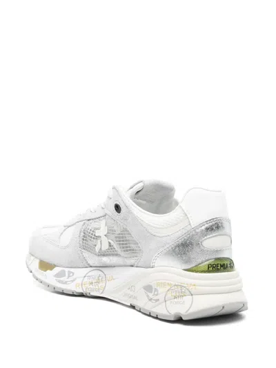 Premiata Low Top Sneakers In Fabric And Leather In Grey