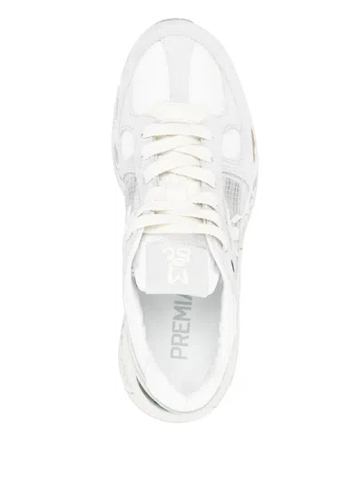 Premiata Low Top Sneakers In Fabric And Leather In Grey