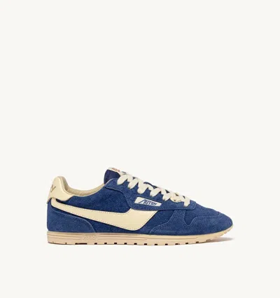 Autry Windspin Suede Sneakers With Contrast Panels In Blue
