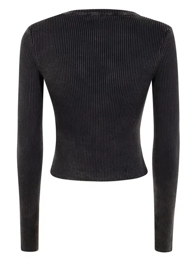 Diesel M-anchor-a Cropped Denim Sweatshirt With Cut-out Detail In 900