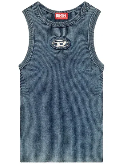 Diesel Ribbed Sleeveless Top With Distinctive Logo Detail In 8at