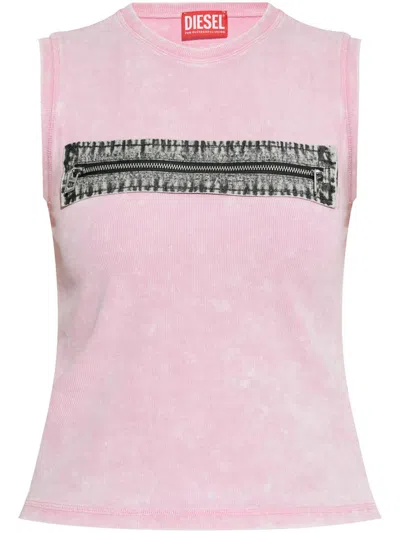 Diesel Zippered Sleeveless Vest In 3dm