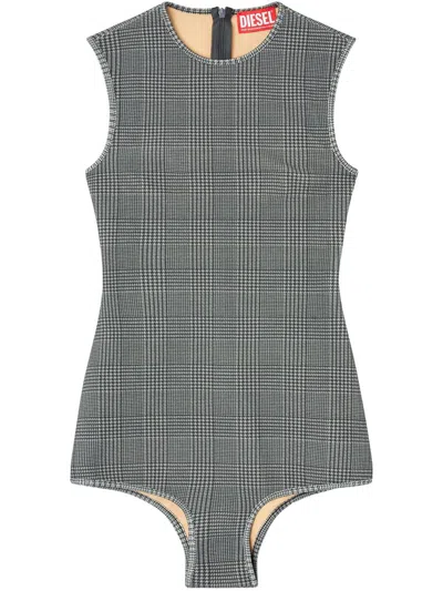 Diesel Bodysuit In Checked Bonded Jersey In 93ra