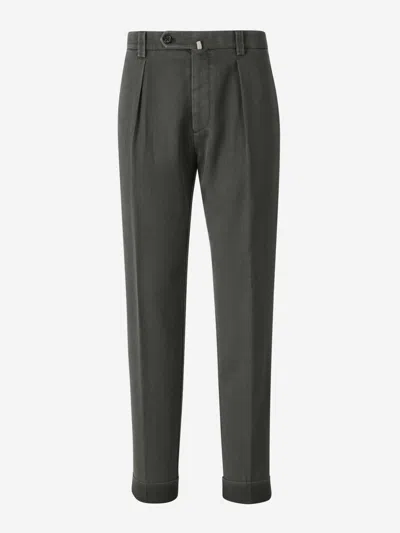 Berwich Pleated Tapered Trousers In Dark Green
