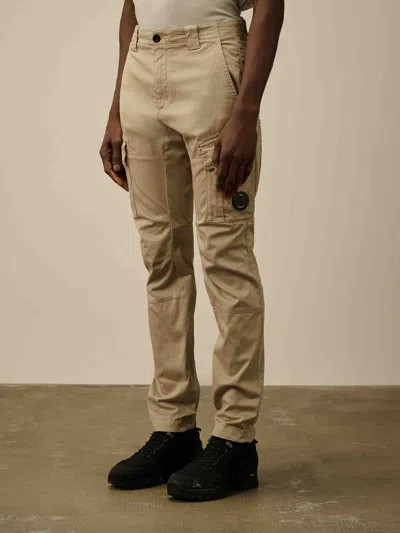 C.p. Company Sateen Stretch Cargo Lens Pants In Brown