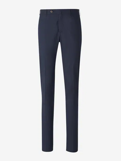 Pt Torino Navy Blue Superslim Chinos With Straight Leg Design In Navy Blue