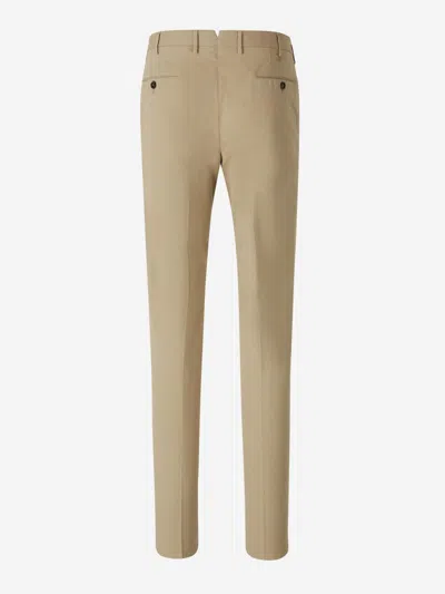 Pt Torino Cotton Trousers With Pockets And Loops In Beige