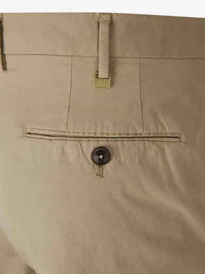 Pt Torino Cotton Trousers With Pockets And Loops In Beige