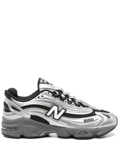 New Balance Mens Silver Metallic Green 1000 Metallic Mixed-material Trainers In Silver Metallic