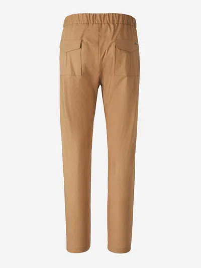 Herno Jogger In Light Cotton Stretch Trousers In Brown