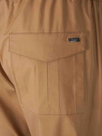 Herno Jogger In Light Cotton Stretch Trousers In Brown