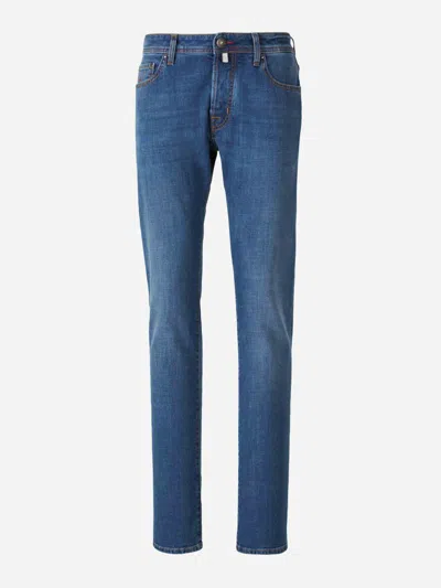 Jacob Cohen Blue Slim Five Pockets Jeans With Logo Patch In Blue