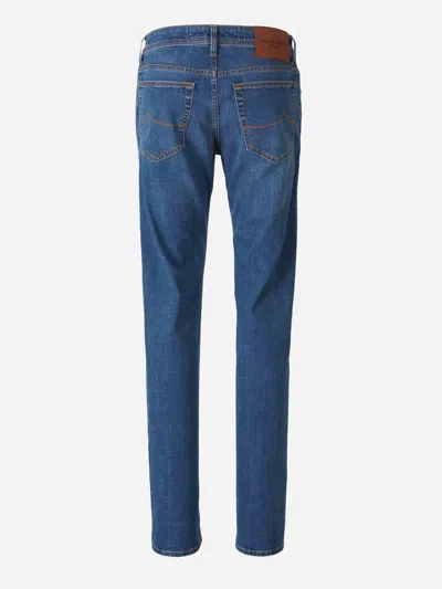 Jacob Cohen Blue Slim Five Pockets Jeans With Logo Patch In Blue