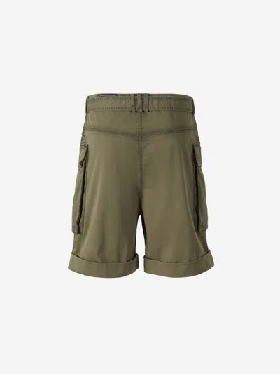 Shop Balmain Cotton Cargo Bermuda Shorts In Military Green