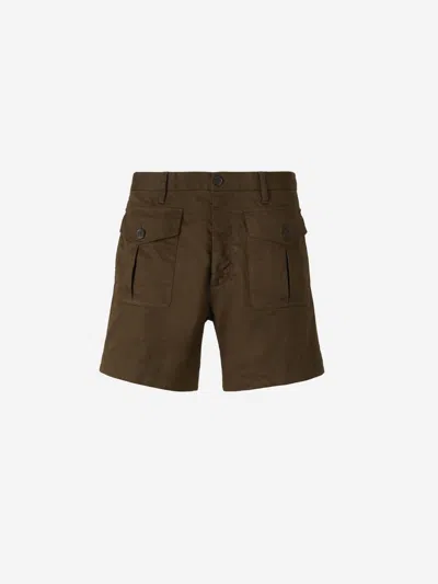 Dsquared2 Cargo Style Shorts Featuring Multiple Pockets In Military Green