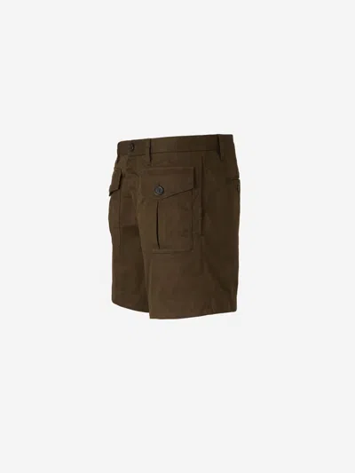 Dsquared2 Cargo Style Shorts Featuring Multiple Pockets In Military Green