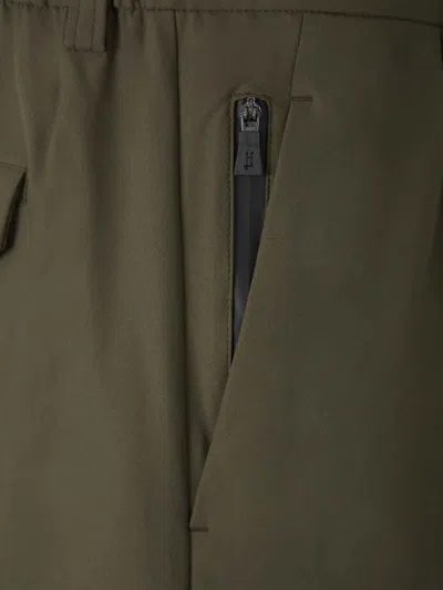 Herno Cargo Buttoned Trousers In Military Green