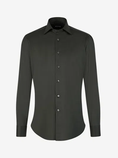 Fray Cotton Shirt In Dark Green
