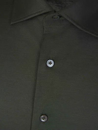 Fray Cotton Shirt In Dark Green