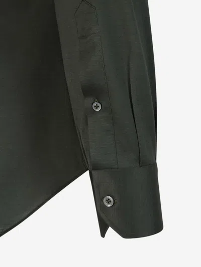 Fray Cotton Shirt In Dark Green