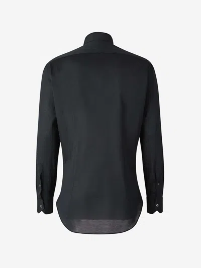 Fray Long-sleeve Button-down Shirt In Black