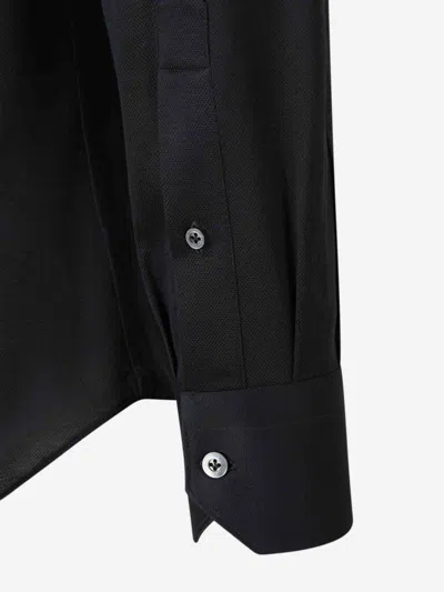 Fray Long-sleeve Button-down Shirt In Black