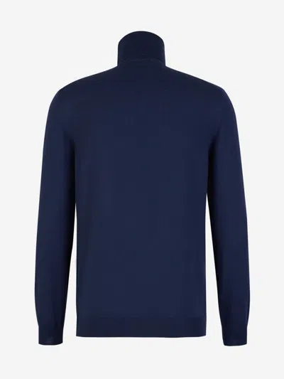 Zanone Wool Knitted Sweater In Blue