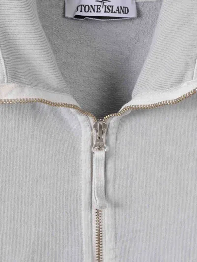 Stone Island Compass-badge Zipped Sweatshirt In Grey