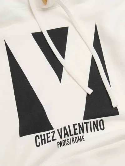 Valentino Garavani White Cotton Sweatshirt In Beige