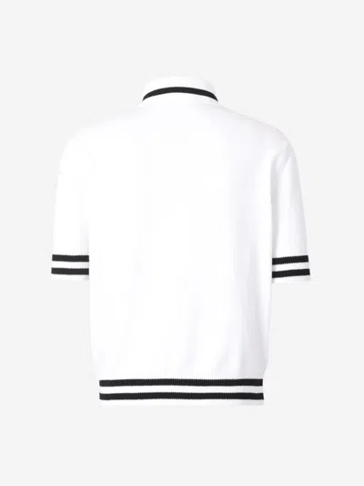 Balmain Logo Signature Embroidered Polo T-shirt In White