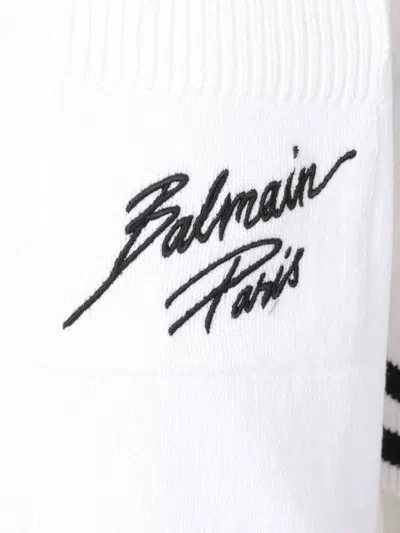 Balmain Logo Signature Embroidered Polo T-shirt In White