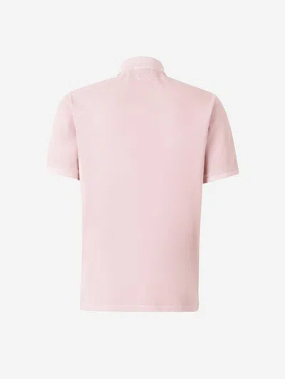 C.p. Company Logo Embroidered Polo Shirt In Light Pink