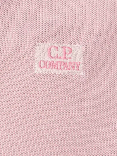 C.p. Company Logo Embroidered Polo Shirt In Light Pink
