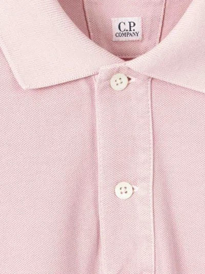 C.p. Company Logo Embroidered Polo Shirt In Light Pink