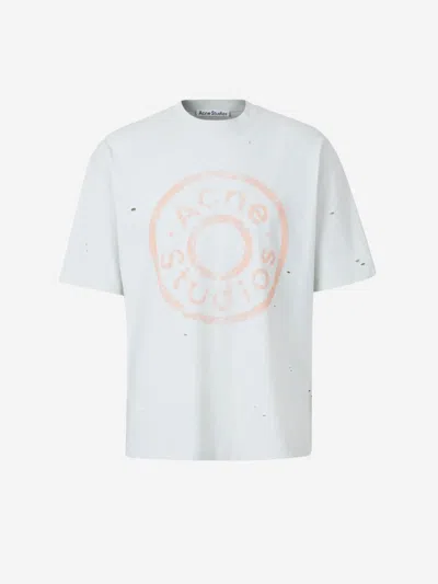 Acne Studios Oversize Ripped Logo Graphic T-shirt In Mint Green