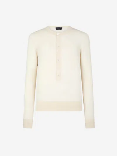 Tom Ford Ribbed Buttoned T-shirt In Brown