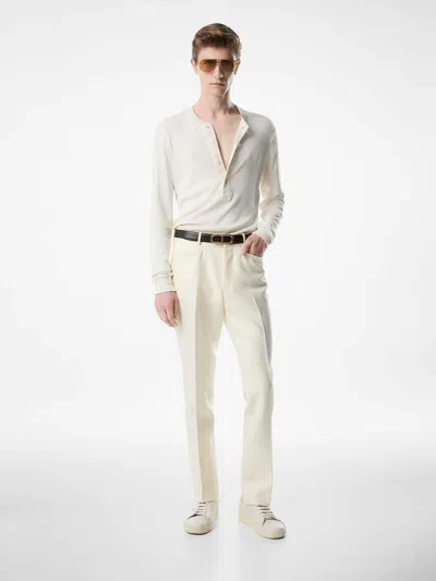 Tom Ford Ribbed Buttoned T-shirt In Brown