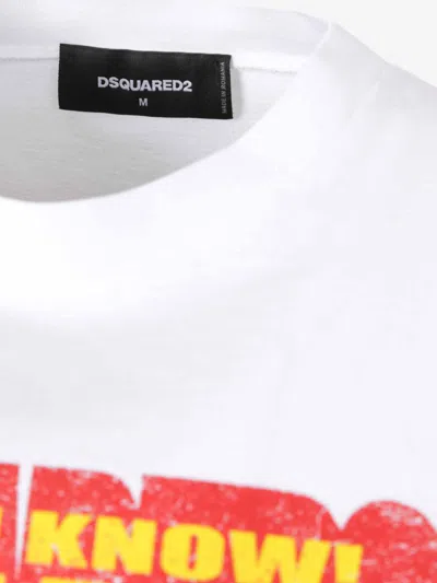 Dsquared2 Crew Neck Cracked Effect Graphic Print In White