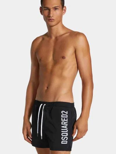 Dsquared2 Medium And Long Boxer Swimsuit In Black & White