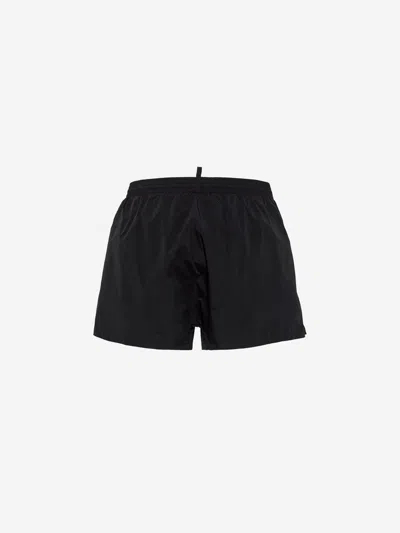 Dsquared2 Medium And Long Boxer Swimsuit In Black & White