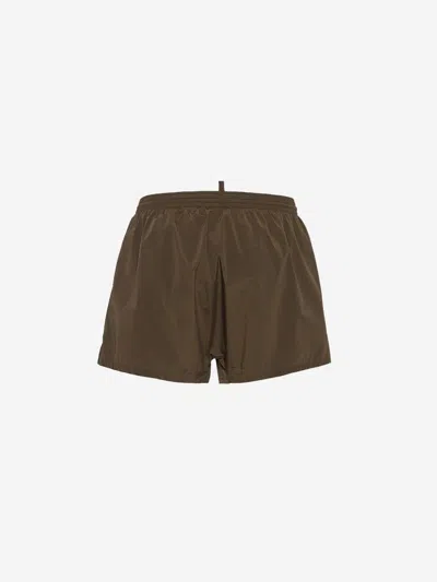 Dsquared2 Midi Boxer With Logo In Military Green