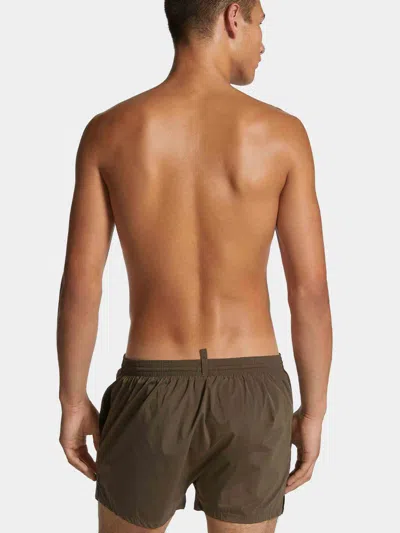 Dsquared2 Midi Boxer With Logo In Military Green