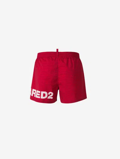 Shop Dsquared2 Logo Polyester Swimsuit In Red