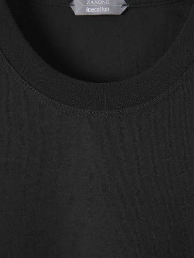 Zanone Jersey Crew Neck T-shirt In Black