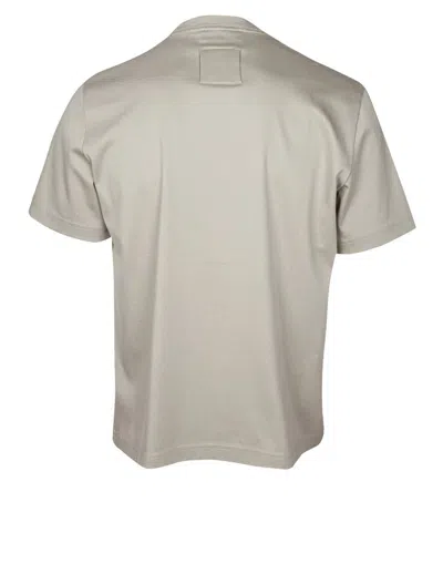 Lanvin Denim T-shirt With Embroidered Logo In Beige