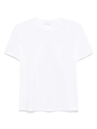 Rabanne White Cotton T-shirt With Silver Logo Plaque In White