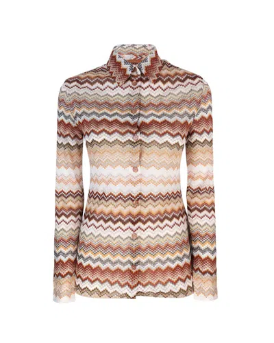 Missoni Chevron Lurex Long Sleeve Shirt In Multicolour