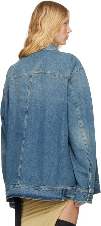 Rick Owens Drkshdw Blue Hollywood Jumbo Worker Denim Jacket In 06 Washed Indigo